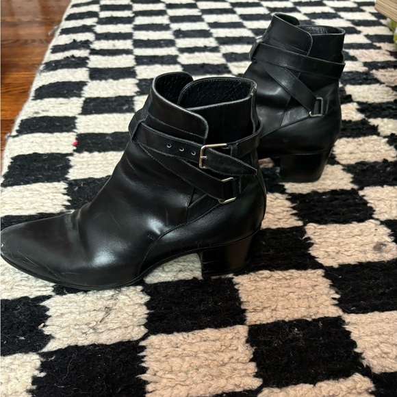 SAINT LAURENT Black calfskin leather Blake 40 jodhpur ankle boots 36.5 - Picture 5 of 8